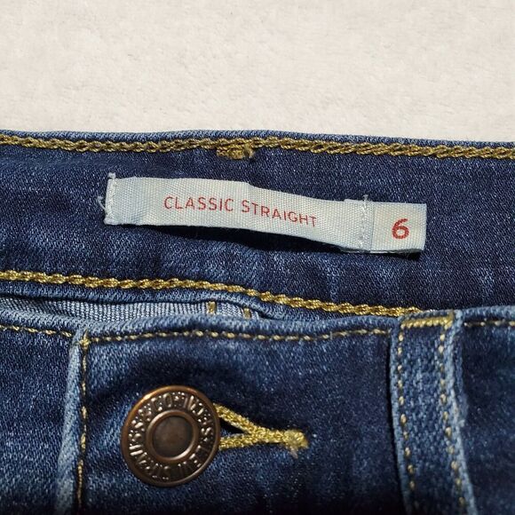 Levi's Classic Straight Womens Tag Size 6 (28x28) Denim Blue Jeans Stretch - Picture 3 of 12